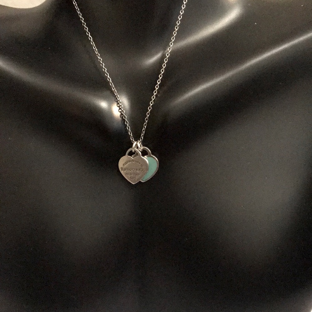 Authentic Tiffany and Co. heart silver and turquoise necklace 18 inches
